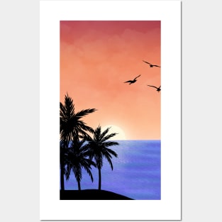 Sunset over the sea Posters and Art